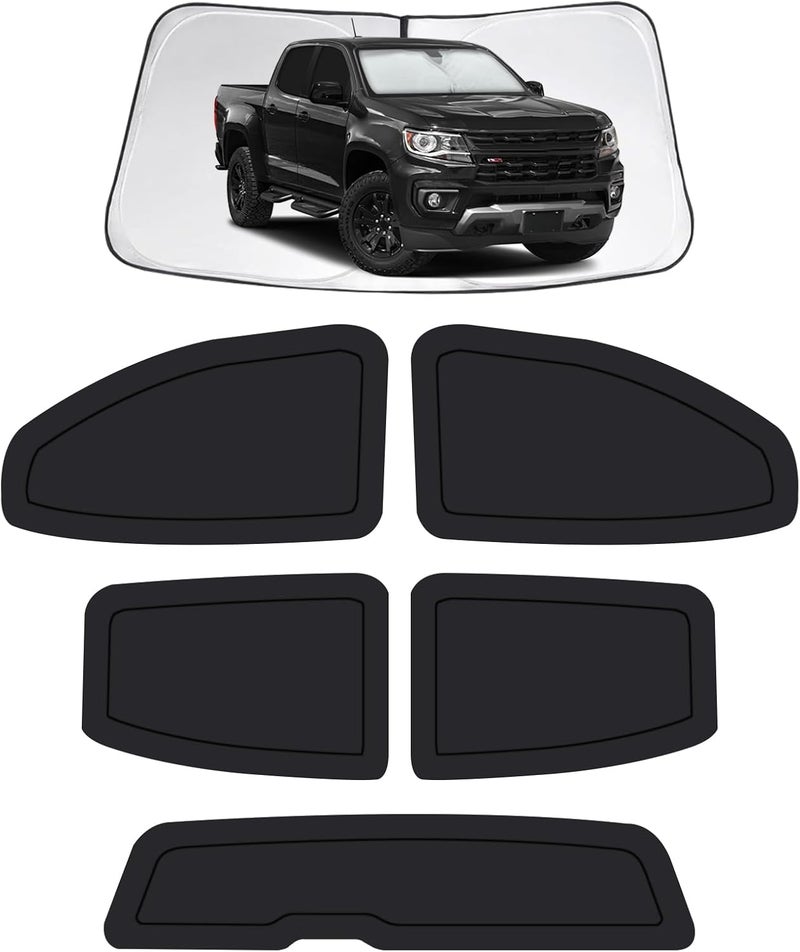 FSHAANY'S Car Window Shades for Chevrolet Colorado 2015-2022, Full Car Window Covers for Privacy, Sunshades for Colorado Front Rear Windshield Side Windows to Block UV and Protect Privacy(6pcs) - Image 1